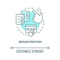 réduire friction turquoise concept icône. Évaluation étoilée système. avoir client Commentaires abstrait idée mince ligne illustration. isolé contour dessin. modifiable accident vasculaire cérébral vecteur