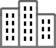 noir ligne art illustration de bâtiments icône. vecteur