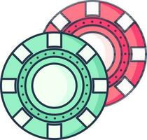 casino puce icône dans rose et vert couleur. vecteur