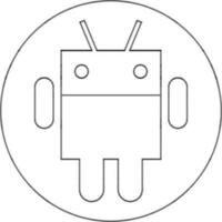 ligne art Android robot icône sur cercle Contexte. vecteur