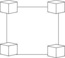 plat style blockchain icône dans noir contour. vecteur