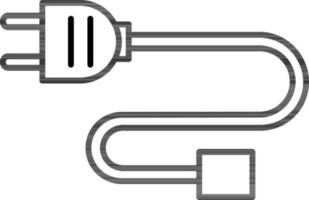 ligne art prise de courant avec câble icône dans plat style. vecteur