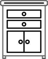 cabinet ou tiroir icône dans noir mince ligne art. vecteur