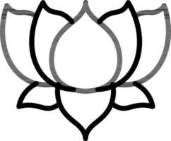 noir ligne art lotus fleur icône dans plat style. vecteur