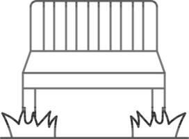 plat style banc sur herbe icône dans ligne art. vecteur