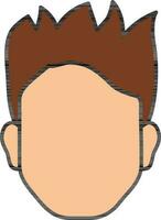 dessin animé homme avec coiffure icône dans Orange et marron couleur. vecteur