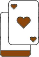 cœurs en jouant carte icône dans plat style. vecteur