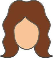 femme visage avec ouvert cheveux icône dans marron et Orange couleur. vecteur