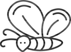 noir ligne art dessin animé abeille icône dans plat style. vecteur