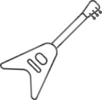 ligne art illustration de v guitare icône. vecteur