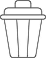 plat style poubelle icône dans mince ligne art. vecteur