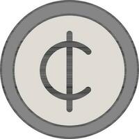 gris cedi pièce de monnaie icône dans plat style vecteur