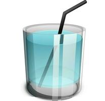 illustration de bleu boisson dans transparent verre avec paille. vecteur