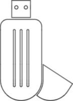 ligne art illustration de USB éclat conduire avec casquette. vecteur