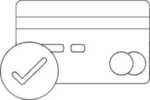 ligne art carte avec Paiement approuvé signe. vecteur