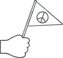 paix signe drapeau dans main. vecteur