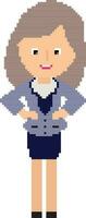 pixel art illustration de une affaires femme. vecteur