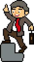 pixel illustration de une homme d'affaire avec valise. vecteur