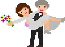 pixel art illustration de couple. vecteur