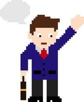 pixel art illustration de homme d'affaire. vecteur