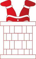 illustration de Père Noël Aller vers le bas cheminée icône dans rouge et blanc couleur. vecteur