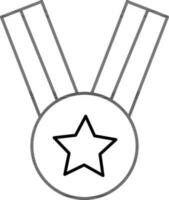 étoile médaille icône dans noir ligne art. vecteur