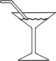 mince ligne art paille dans cocktail boisson verre icône. vecteur