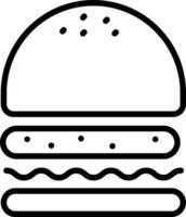 Burger icône ou symbole dans noir ligne art. vecteur