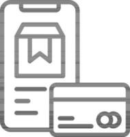 livraison boîte dans téléphone intelligent avec crédit carte pour en ligne achats ou Paiement ligne art icône. vecteur