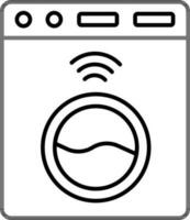 ligne art illustration de intelligent la lessive machine icône. vecteur