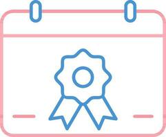 badge médaille avec calendrier icône dans bleu et rouge couleur. vecteur