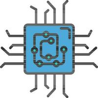 circuit ou ordinateur puce icône dans bleu couleur. vecteur