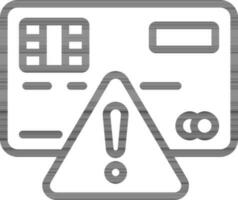 avertissement crédit carte icône dans noir ligne art. vecteur