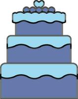 plat style gâteau icône dans bleu couleur. vecteur