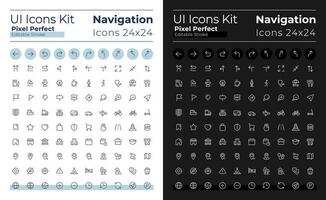 GPS et la navigation pixel parfait linéaire ui Icônes ensemble pour sombre, lumière mode. contour isolé utilisateur interface éléments pour nuit, journée thèmes. modifiable accident vasculaire cérébral vecteur