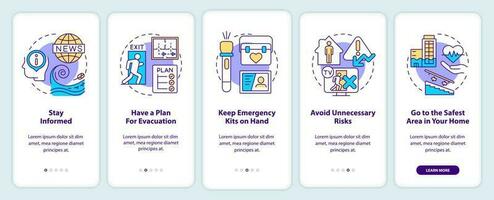 catastrophe conseils l'intégration mobile app filtrer. avoir plan pour évacuation procédure pas à pas 5 pas modifiable graphique instructions avec linéaire concepts. interface utilisateur, ux, gui modèle vecteur