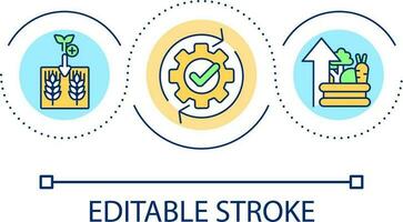 augmenter récolte montant boucle concept icône. plantation intercalaire méthode. agriculture productivité abstrait idée mince ligne illustration. isolé contour dessin. modifiable accident vasculaire cérébral vecteur