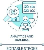 analytique et suivi turquoise concept icône. client engagement Plate-forme fonctionnalité abstrait idée mince ligne illustration. isolé contour dessin. modifiable accident vasculaire cérébral vecteur