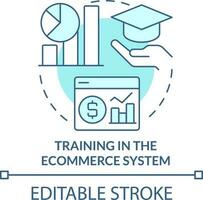 formation dans commerce électronique système turquoise concept icône. en ligne magasin la gestion un service abstrait idée mince ligne illustration. isolé contour dessin. modifiable accident vasculaire cérébral vecteur