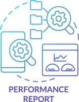 performance rapport bleu pente concept icône. Les données et information analyse. mobile premier conception essai abstrait idée mince ligne illustration. isolé contour dessin vecteur