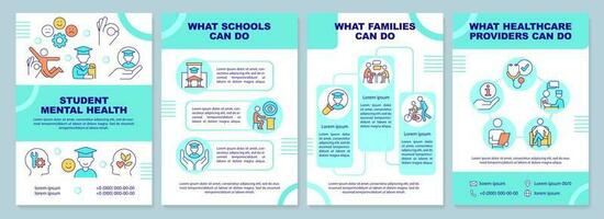 maintenir étudiant mental santé menthe brochure modèle. brochure conception avec linéaire Icônes. modifiable 4 vecteur mises en page pour présentation, annuel rapports