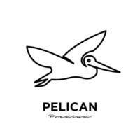 Logo de la ligne pélican noir abstrait simple vecteur icône illustration design isolé