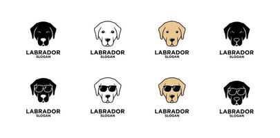 ensemble, collection, labrador retriever, chien, tête, logo, icône, conception vecteur
