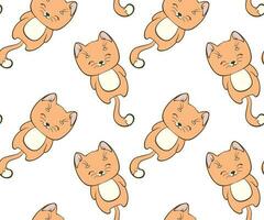 sans couture modèle de mignonne chats dans kawaii style. dessin animé animaux vecteur illustration