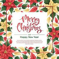 Contexte avec rouge et Jaune poinsettia. Noël carte, affiche avec de fête floral décor. vecteur botanique illustration pour Nouveau année et Noël