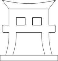 shinto ou torii porte icône dans noir mince doubler. vecteur