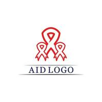 logo du ruban du sida et conception vectorielle de la journée mondiale du sida vecteur