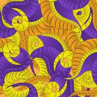 modèle sans couture de dessin animé violet serpent jaune et orange. vecteur