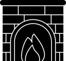 plat style brique cheminée icône dans noir et blanc couleur. vecteur