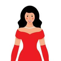 femme dans rouge robe. femme dans soir robe. vecteur illustration.